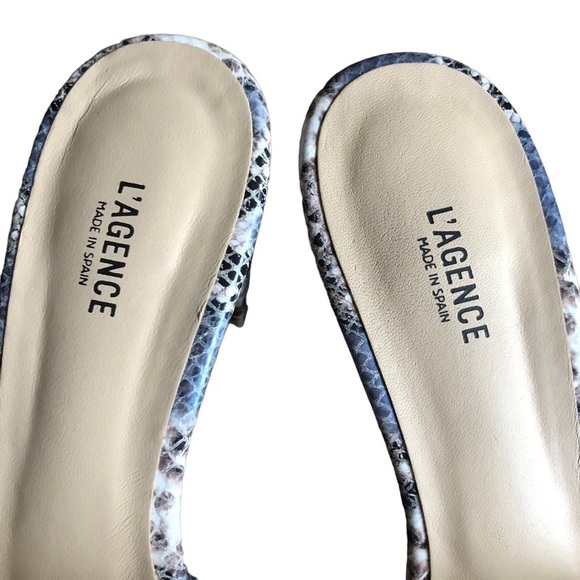 L’ Agence Emiliana Open Toe Mule Blue Snake Print 7.5 - Picture 6 of 12